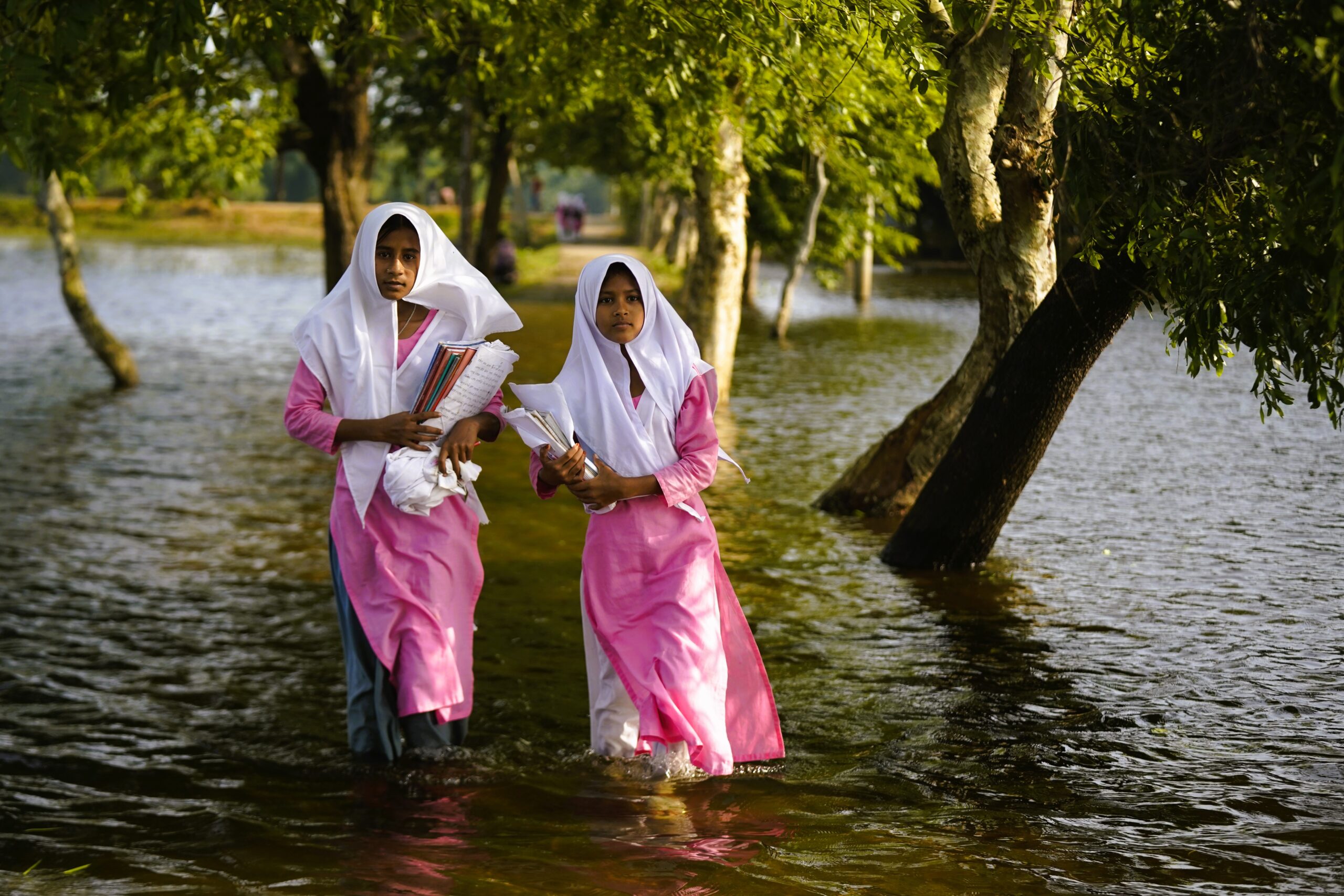 Girls walk on water